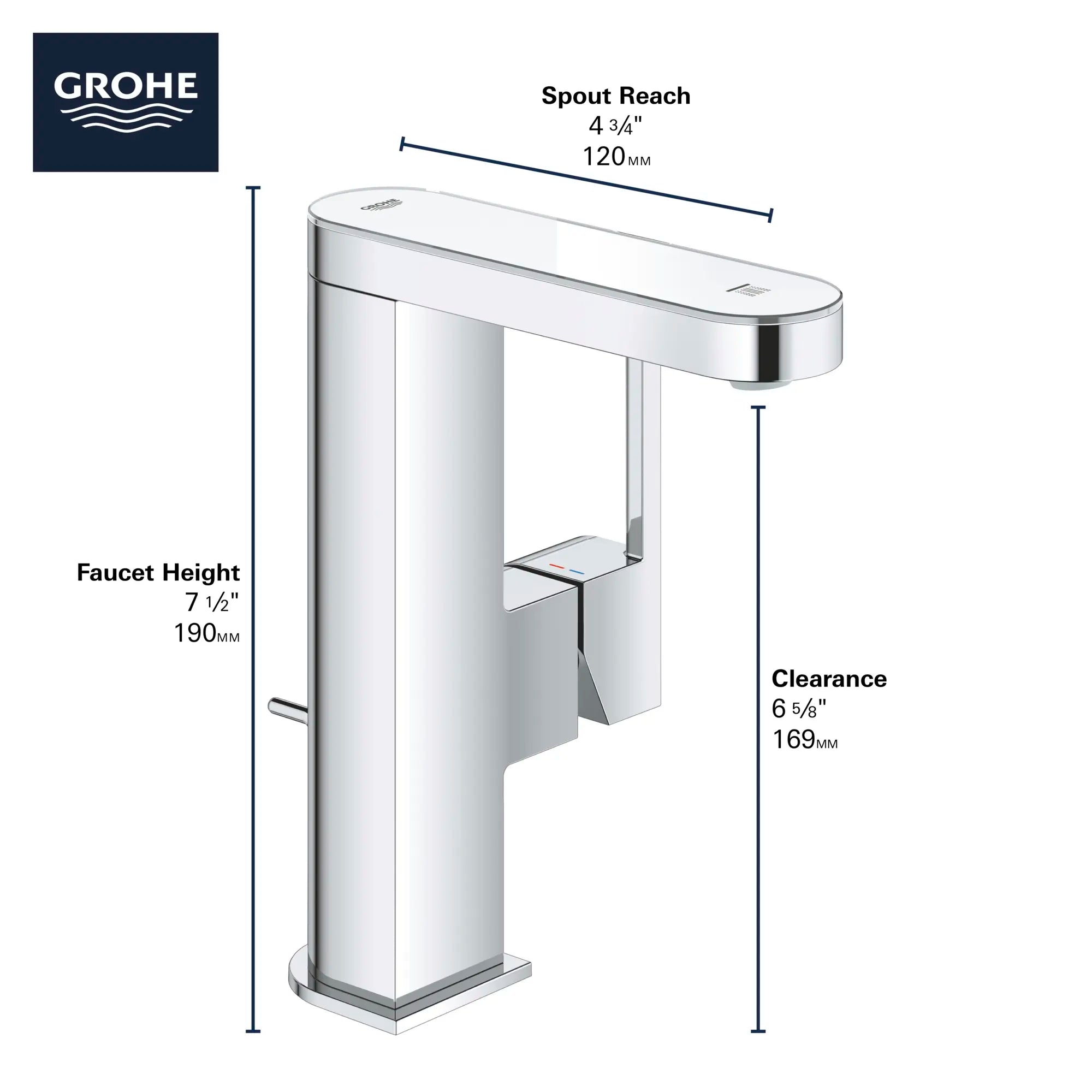 Single Hole Single-Handle M-Size Bathroom Faucet 1.2 GPM // GROHE STARLIGHT CHROME // 69087_GROHE_Plus_Bath_23960003_Info_F2_0_CDNwebp.webp