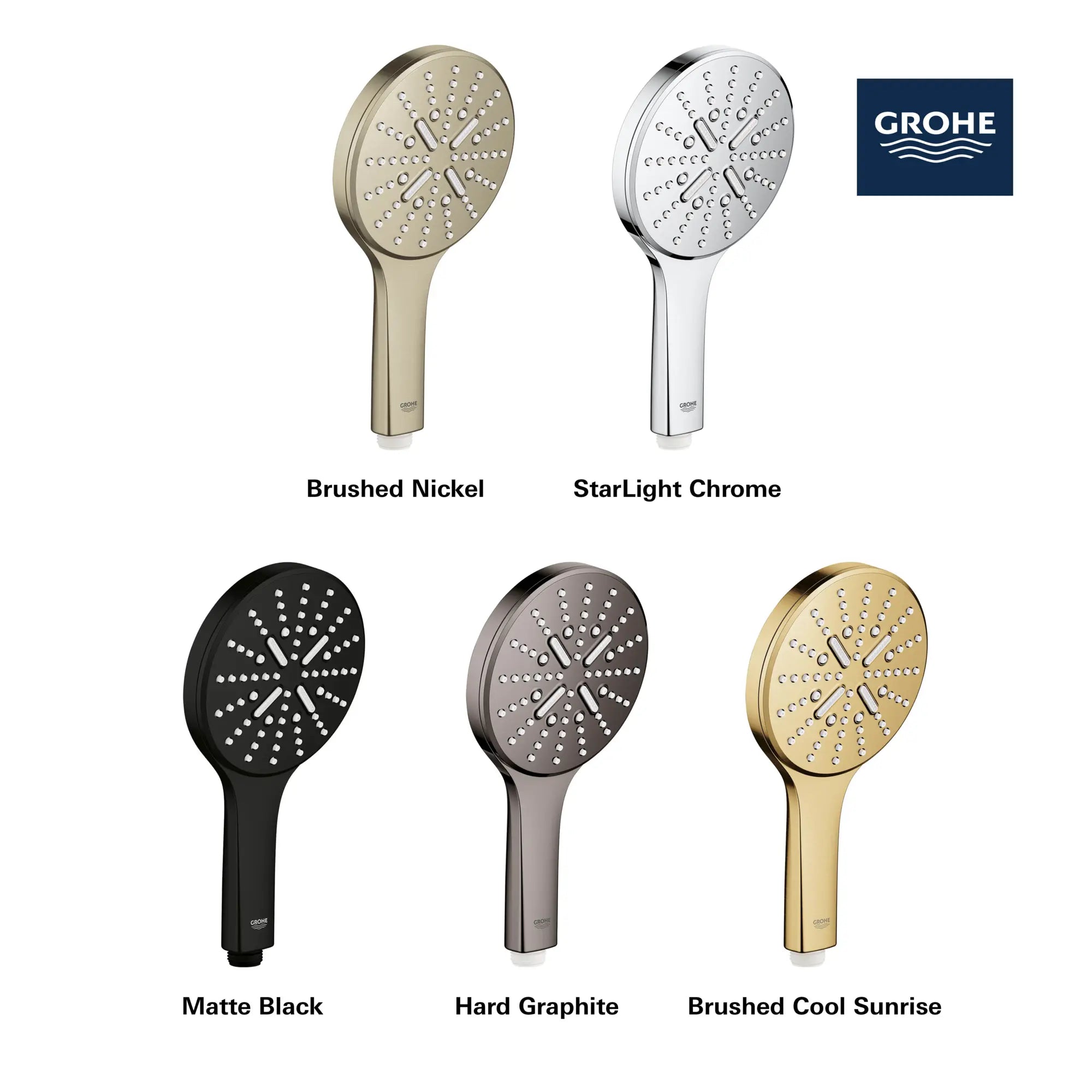 Hand Shower - 3 Sprays, 1.75 GPM (6.6 L/min) // POLISHED NICKEL INFINITYFINISH // 69106_GROHE_Infographics_SmartActive_Handshower_Colors_26545_0_1_0_CDNwebp.webp