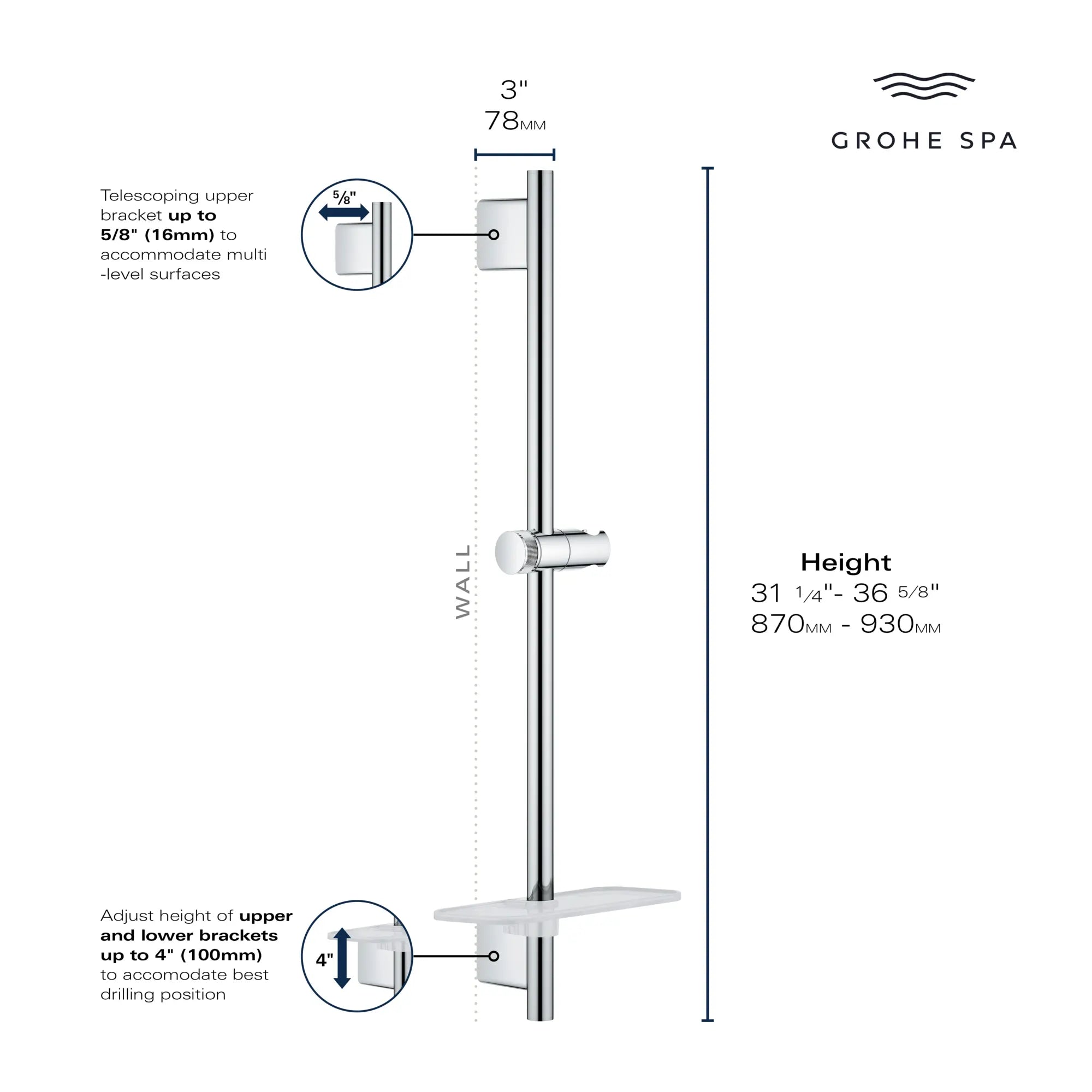 Rainshower 36" Shower Rail // HARD GRAPHITE // 69118_SmartActive_26603_Infographic_0001_APR2026_2_CDNwebp.webp