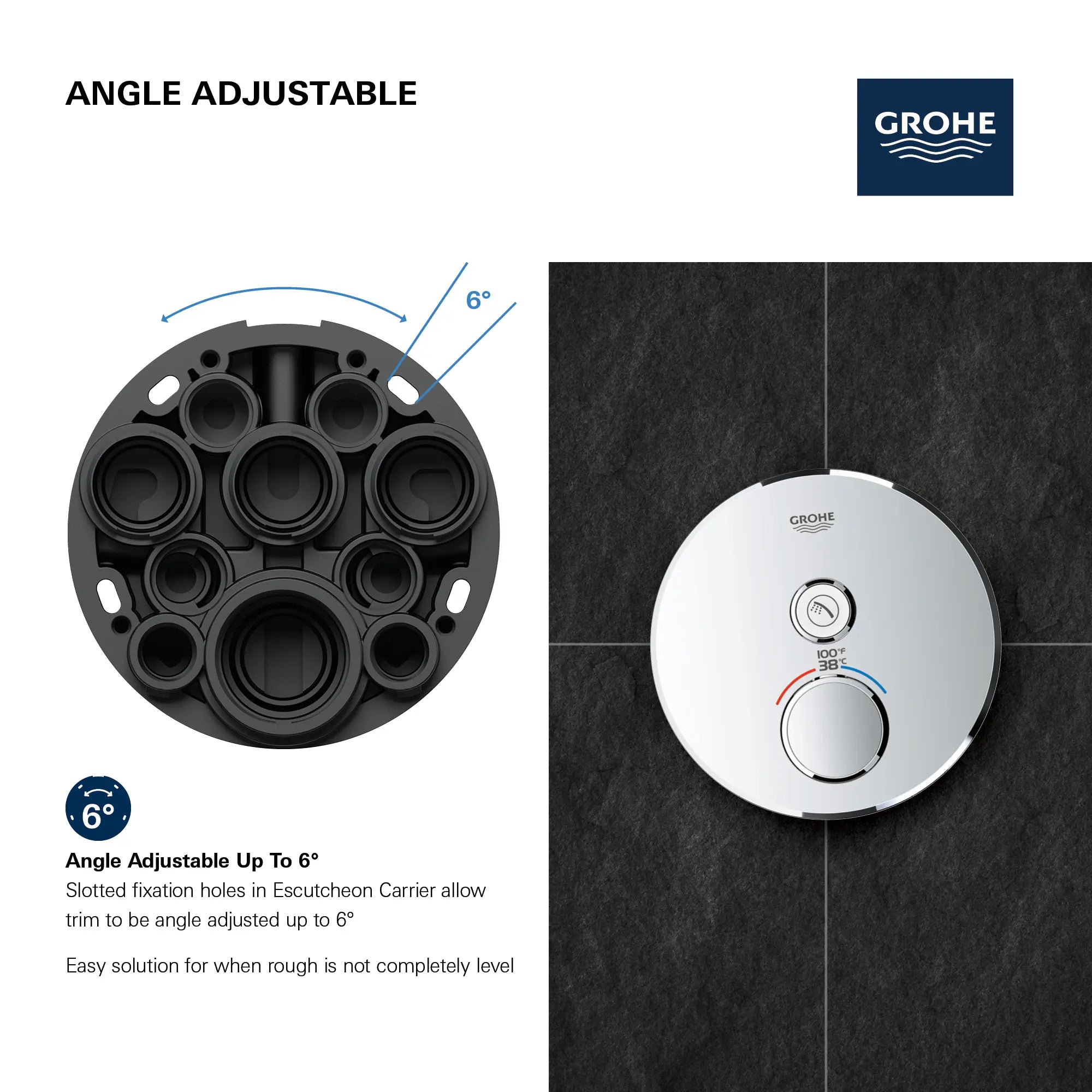 Single Function Thermostatic Valve Trim // GROHE STARLIGHT CHROME // 69151_GROHE_SmartControl_Round_29136000_Single_Function_Info_3_0_CDNwebp.webp