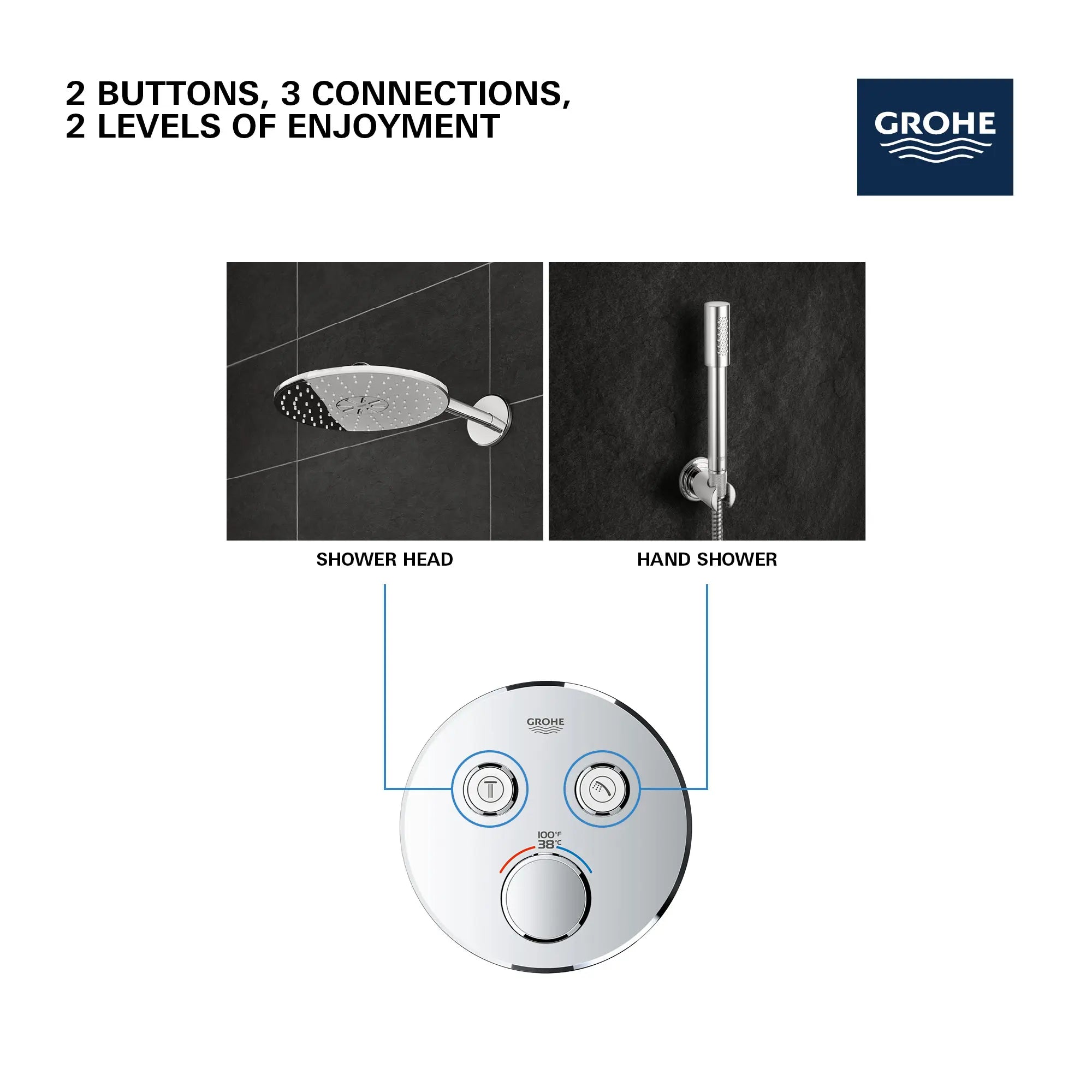Dual Function Thermostatic Valve Trim // GROHE STARLIGHT CHROME // 69160_GROHE_SmartControl_Round_29137000_Dual_Function_Info_4_0_CDNwebp.webp