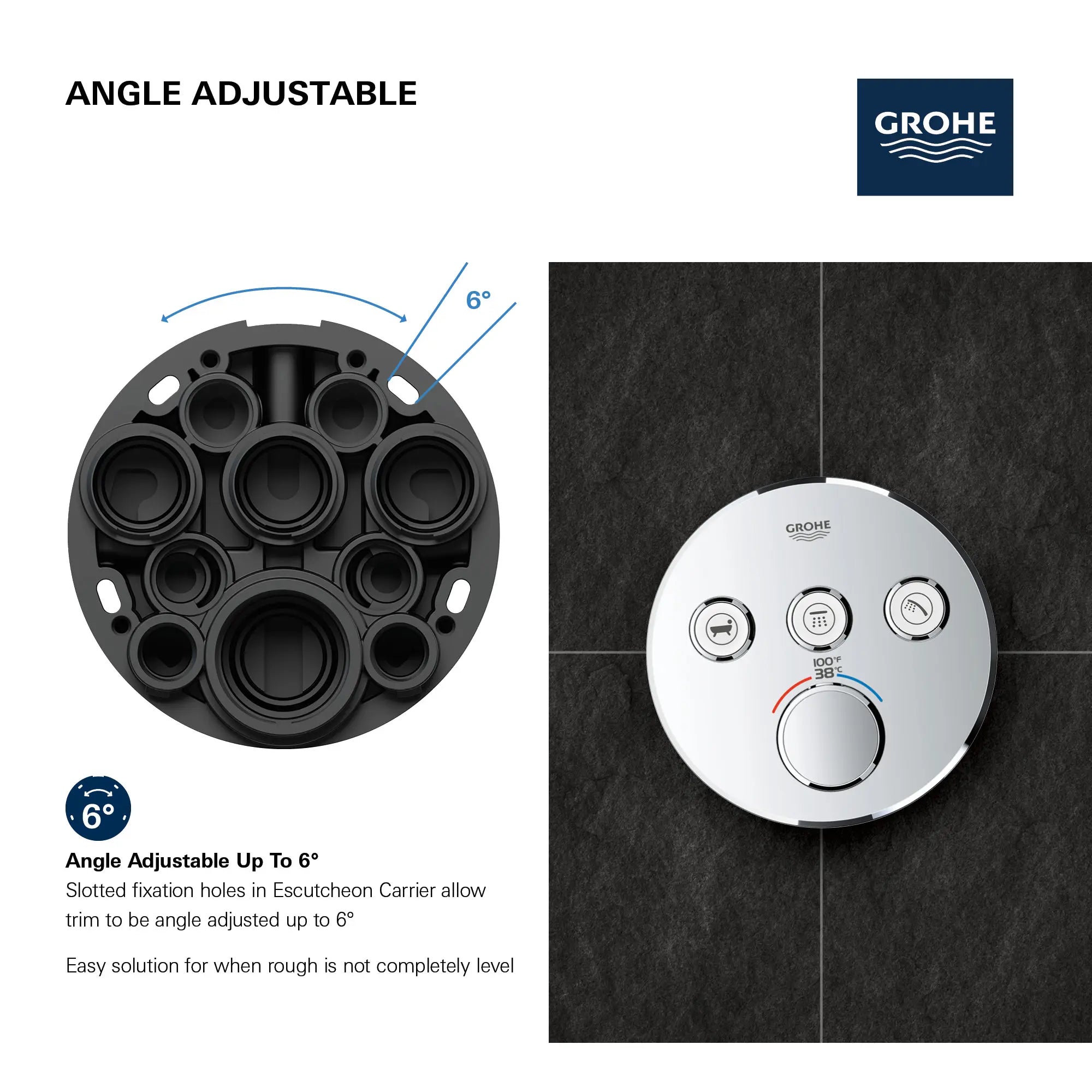 Triple Function Thermostatic Valve Trim // GROHE STARLIGHT CHROME // 69166_GROHE_SmartControl_Round_29138000_Triple_Function_Info_3_0_CDNwebp.webp