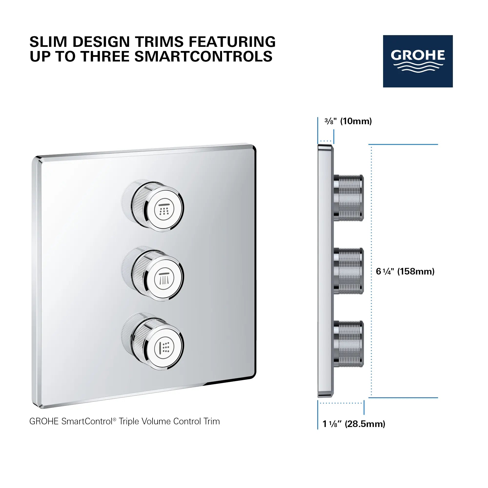 Triple Volume Control Trim // MOON WHITE // 69167_GROHE_SmartControl_Square_29127000_Triple_Volume_Info_1_0_CDNwebp.webp