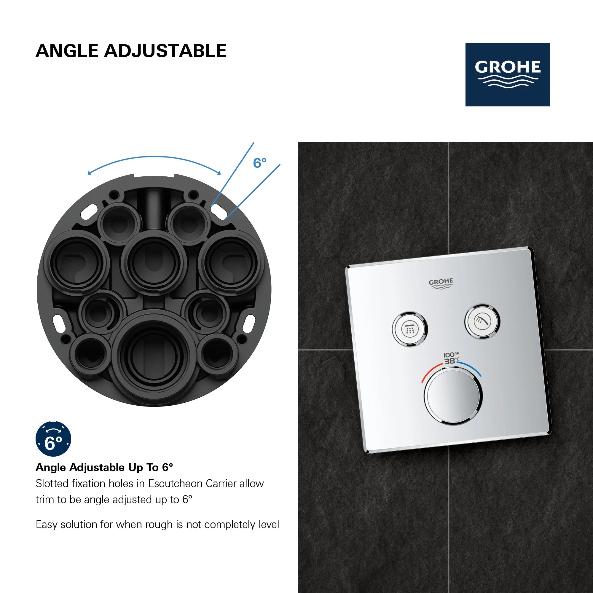 Dual Function Thermostatic Valve Trim // GROHE STARLIGHT CHROME // 69182_GROHE_SmartControl_Square_29141000_Dual_Function_Info_3_0_CDNwebp.webp