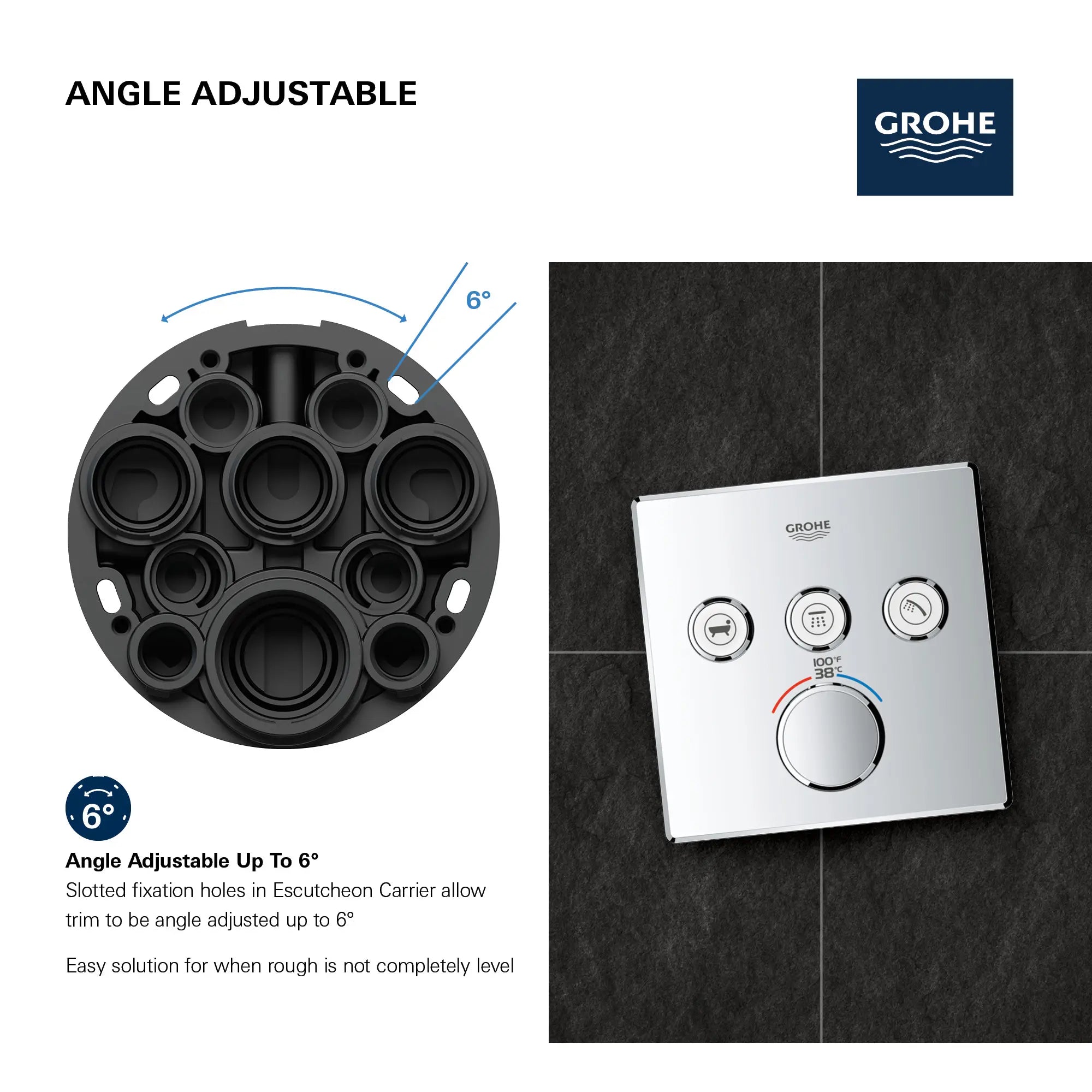 Triple Function Thermostatic Valve Trim // GROHE STARLIGHT CHROME // 69192_GROHE_SmartControl_Square_29142000_Triple_Function_Info_3_0_CDNwebp.webp