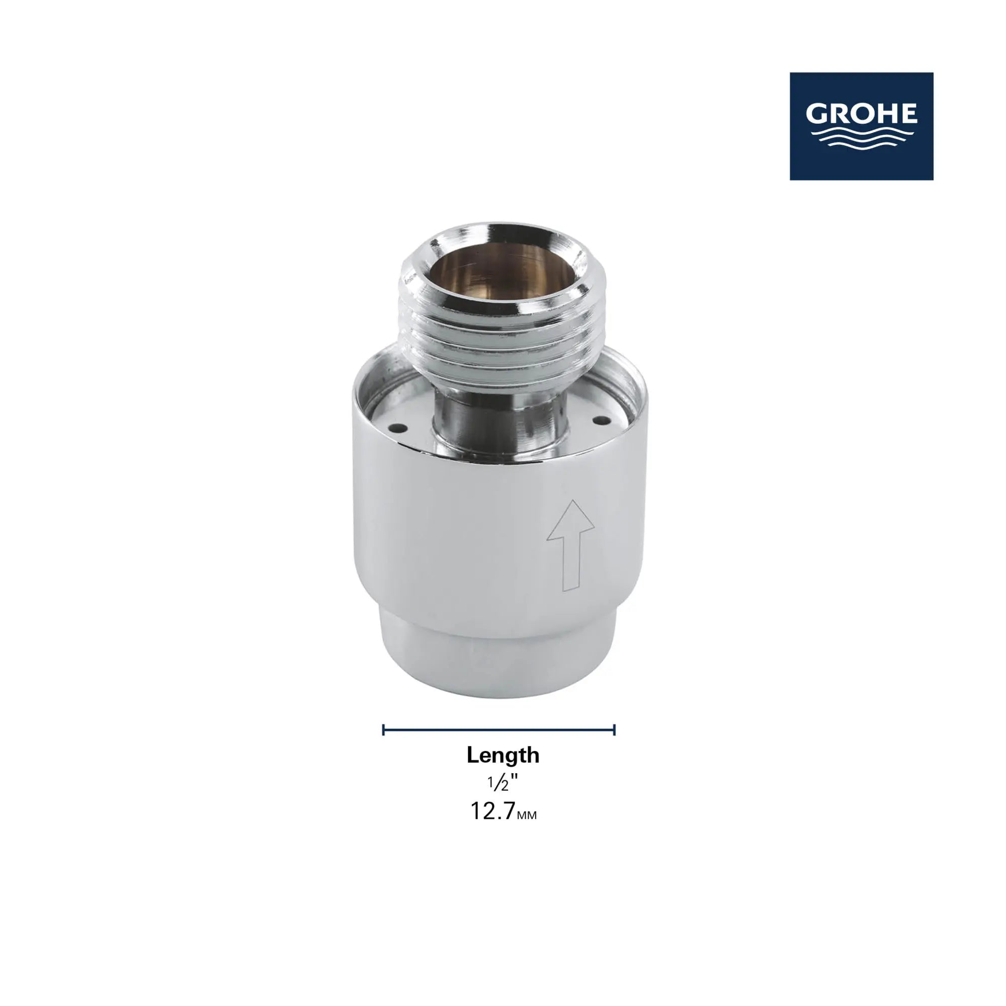 ½" Inline Vacuum Breaker // GROHE STARLIGHT CHROME // 69213_GROHE_Matte_Black_Launch_DIMENSIONAL_07911_0_Infographics_1_0_CDNwebp.webp
