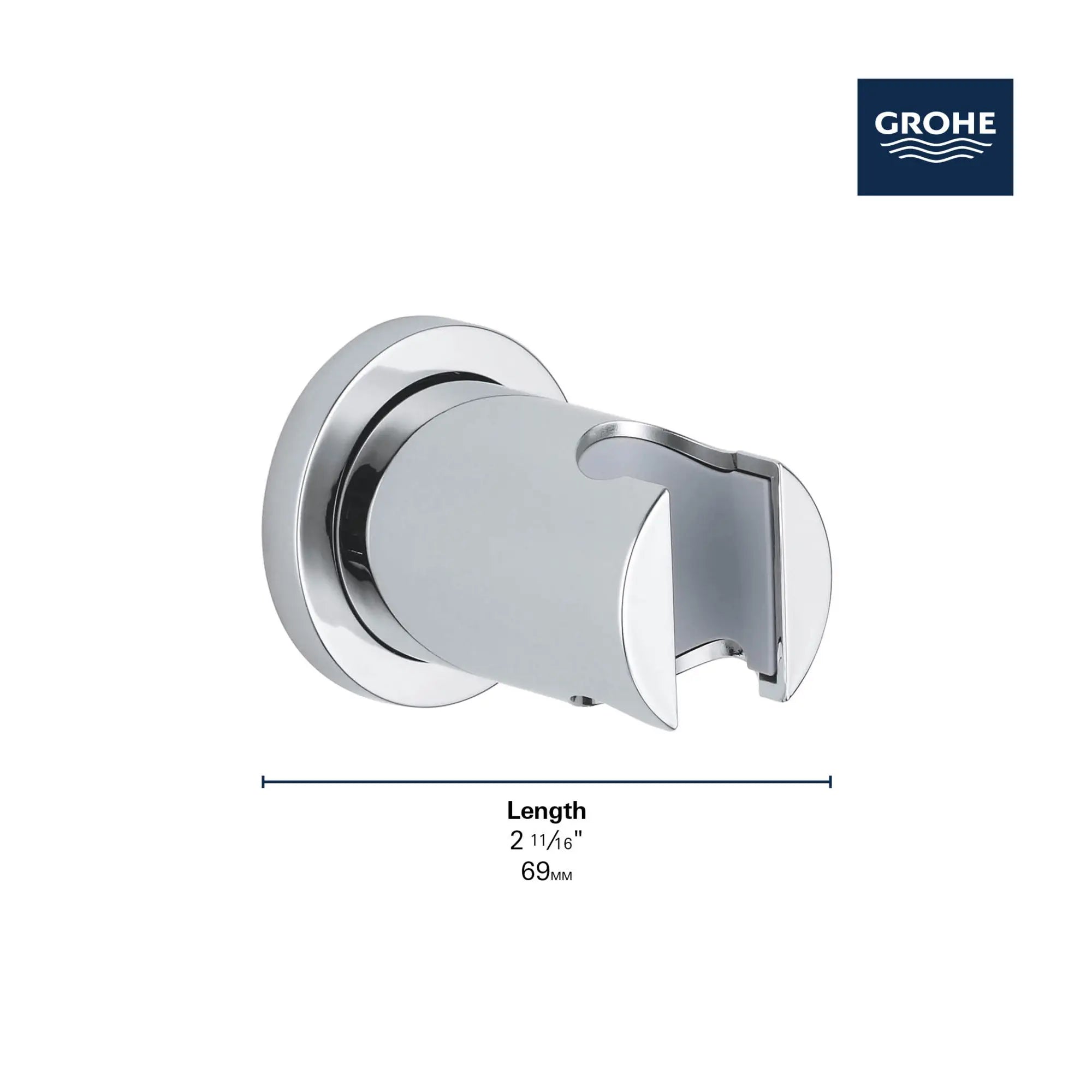 Wall Mount Hand Shower Holder // GROHE STARLIGHT CHROME // 69218_GROHE_Matte_Black_Launch_DIMENSIONAL_27074_0_Infographics_1_0_CDNwebp.webp
