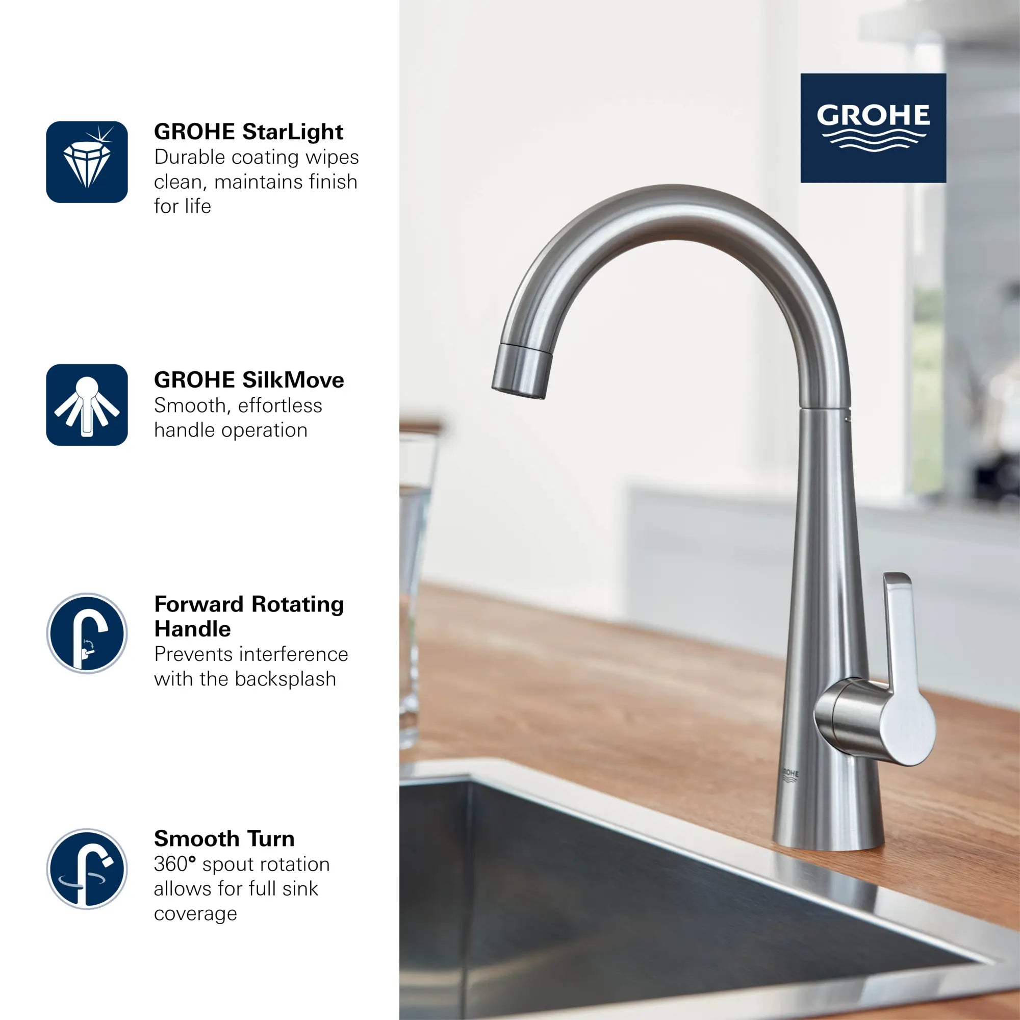 GROHE Zedra Single-Handle Beverage Faucet (Cold Water Only) with Filtration 1.75 GPM (6.6 L/min) // GROHE STARLIGHT CHROME // 69270_GROHE_Zedra_30026_2_Infographics_1_CDNwebp.webp