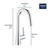 [32226003] GROHE Zedra Single-Handle Pull Down Kitchen Faucet Dual Spray 1.75 GPM (6.6 L/min) - GROHE StarLight Chrome