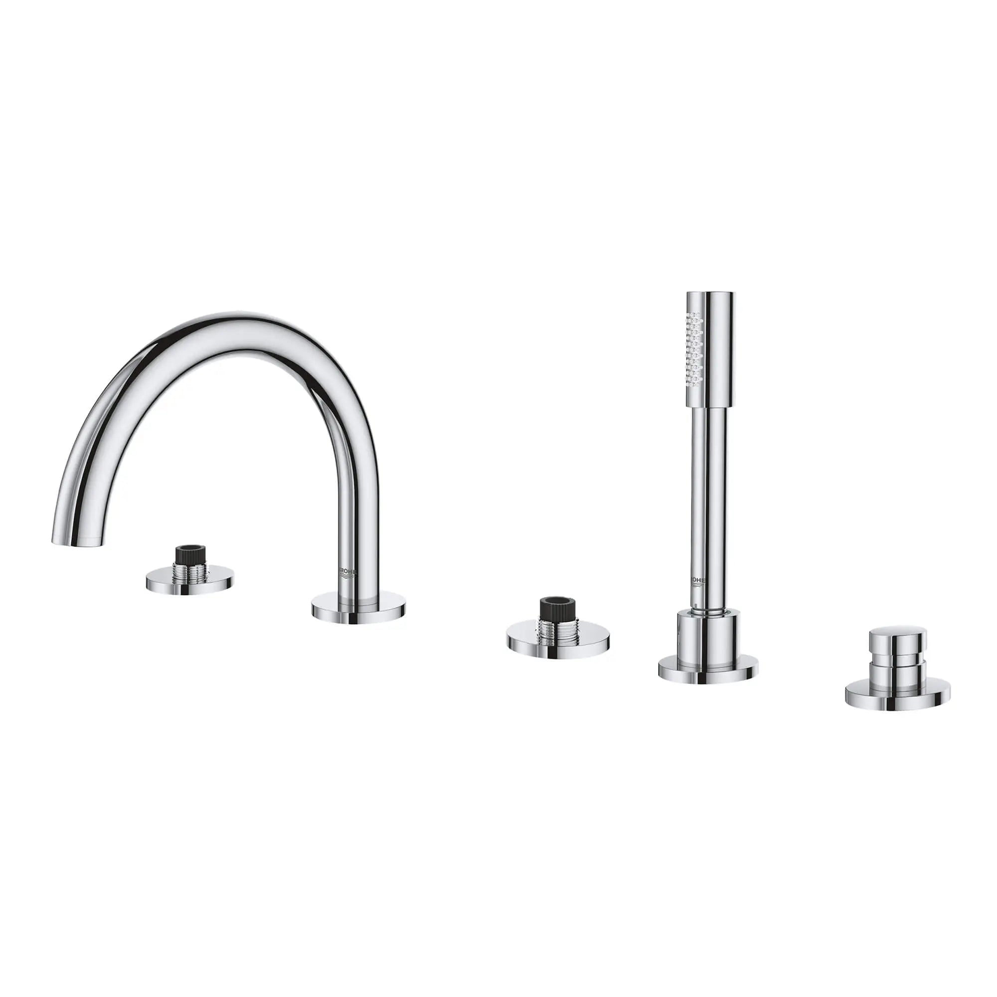 5-Hole 2-Handle Deck Mount Roman Tub Faucet with 1.75 GPM Hand Shower // GROHE STARLIGHT CHROME // 955_25049003-five-hole-bathtub-faucet-with-handshower-enviro-4_0_CDNwebp.webp