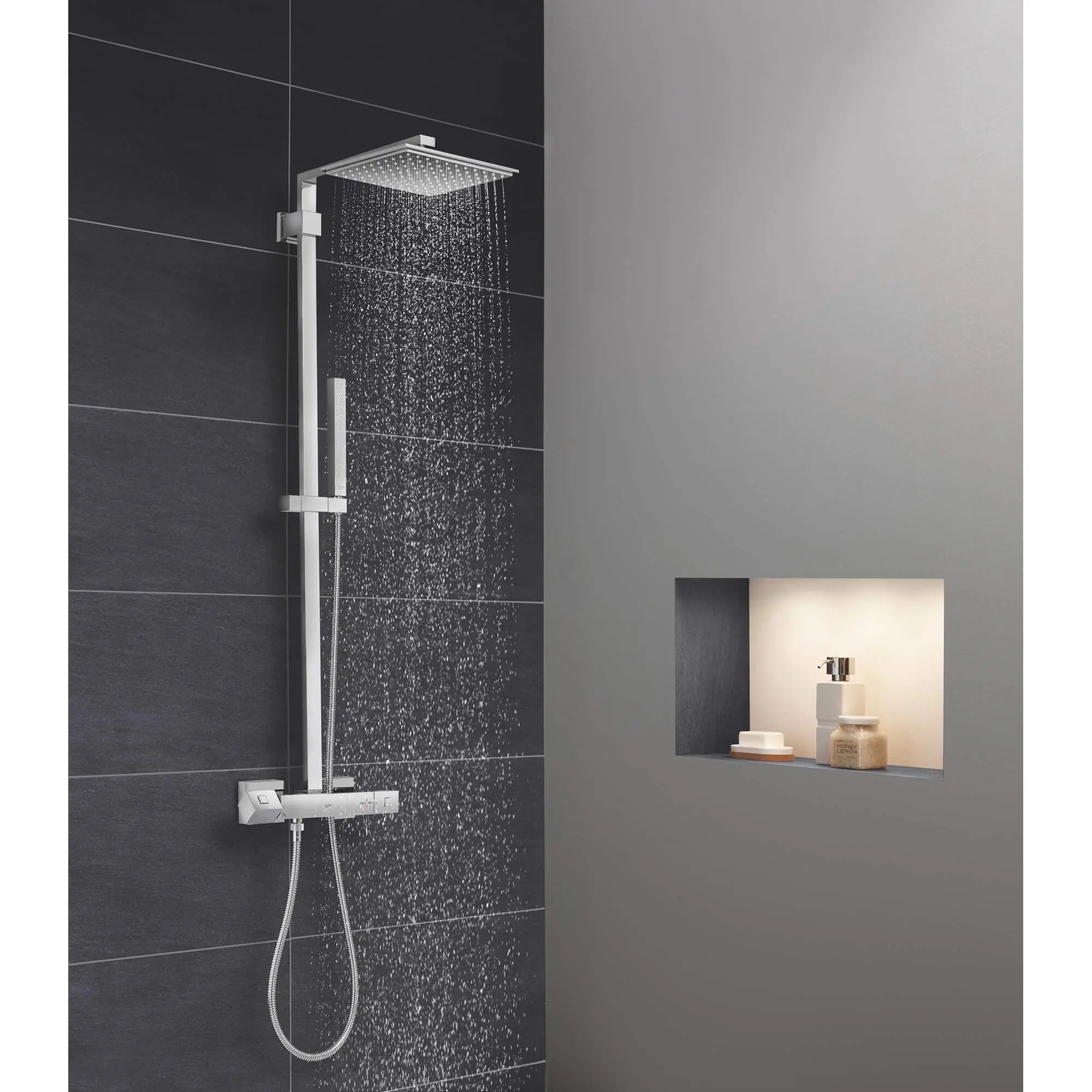 Thermostatic Shower System // GROHE STARLIGHT CHROME // 983_26420000-shower-system-with-thermostat-for-wall-mount-enviro-1_0_CDNwebp.webp